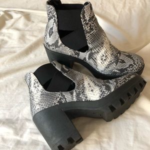 Faux snake print boots